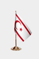 Northern Cyprus Turkish Republic Gold Desk Flag - Premium Metal Stand