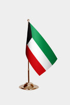 Kuwait Gold Desk Flag - Premium Metal Stand