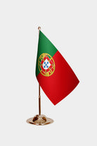 Portugal Gold Desk Flag - Premium Metal Stand
