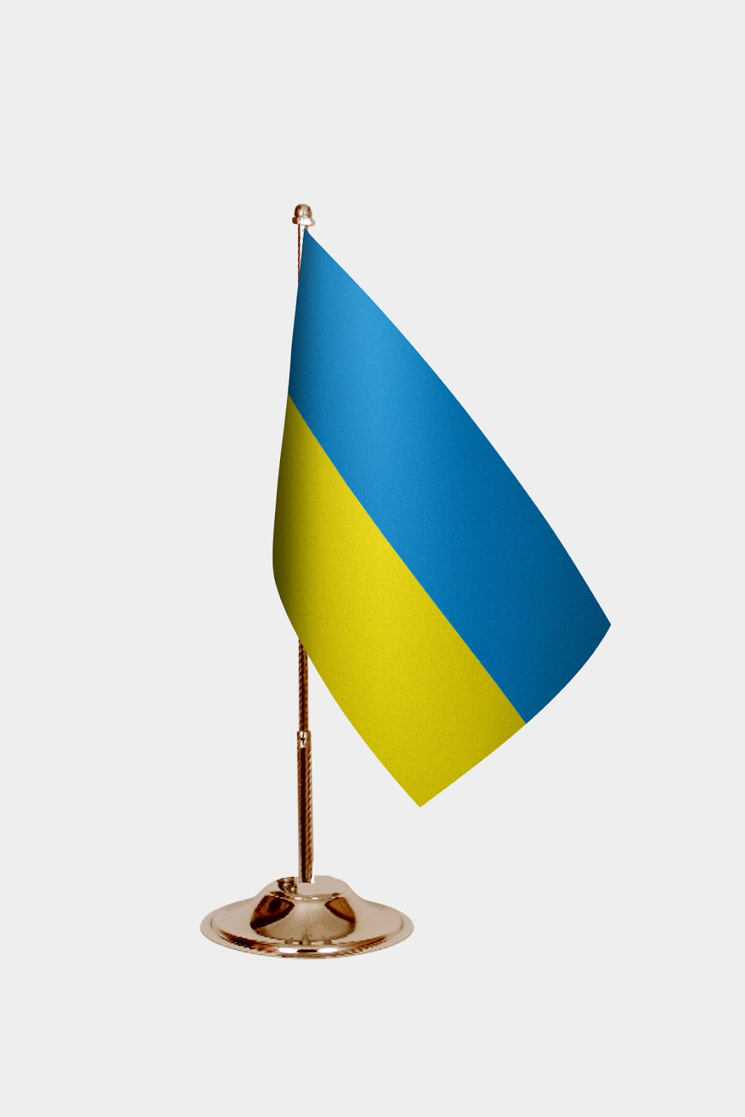 Ukraine Gold Desk Flag - Premium Metal Stand