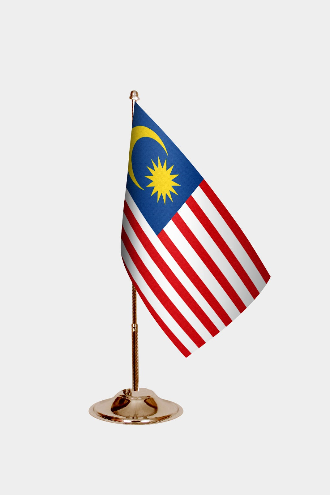 Malaysia Gold Desk Flag - Premium Metal Stand