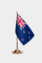 New Zealand Gold Desk Flag - Premium Metal Stand