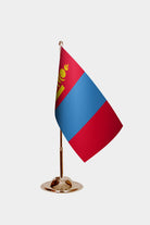 Mongolia Gold Desk Flag - Premium Metal Stand