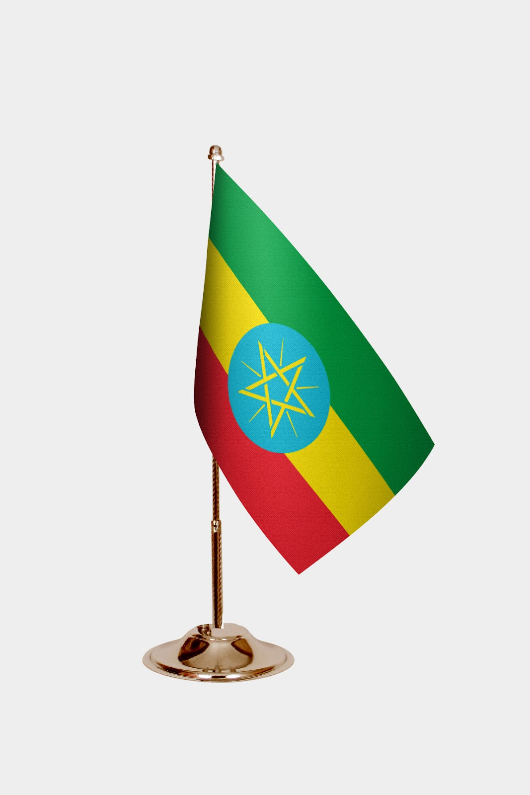 Ethiopia Gold Desk Flag - Premium Metal Stand