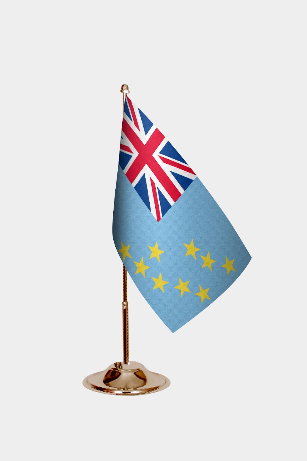 Tuvalu Gold Desk Flag - Premium Metal Stand