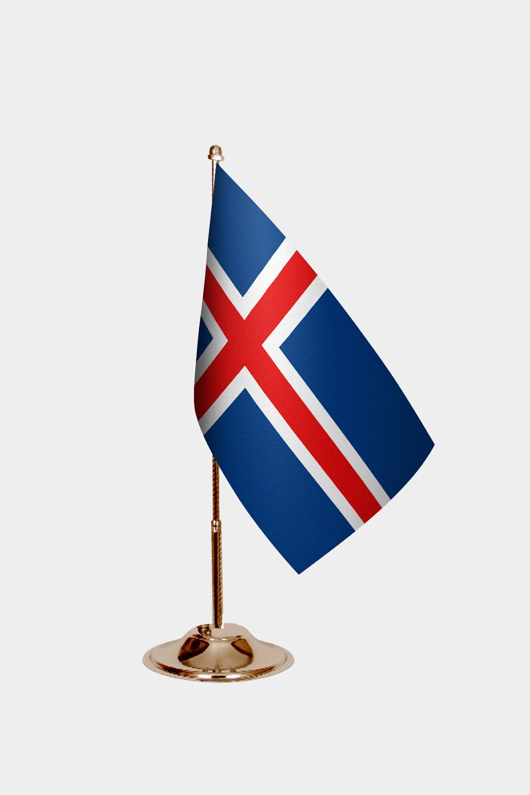 Iceland Gold Desk Flag - Premium Metal Stand