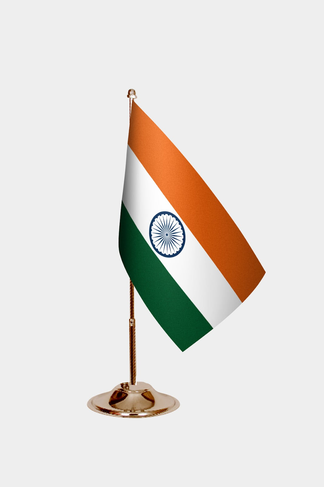 India Gold Desk Flag - Premium Metal Stand