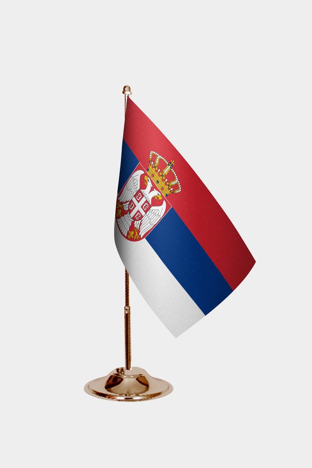 Serbia Gold Desk Flag - Premium Metal Stand