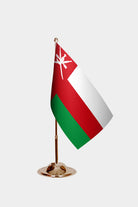 Oman Gold Desk Flag - Premium Metal Stand