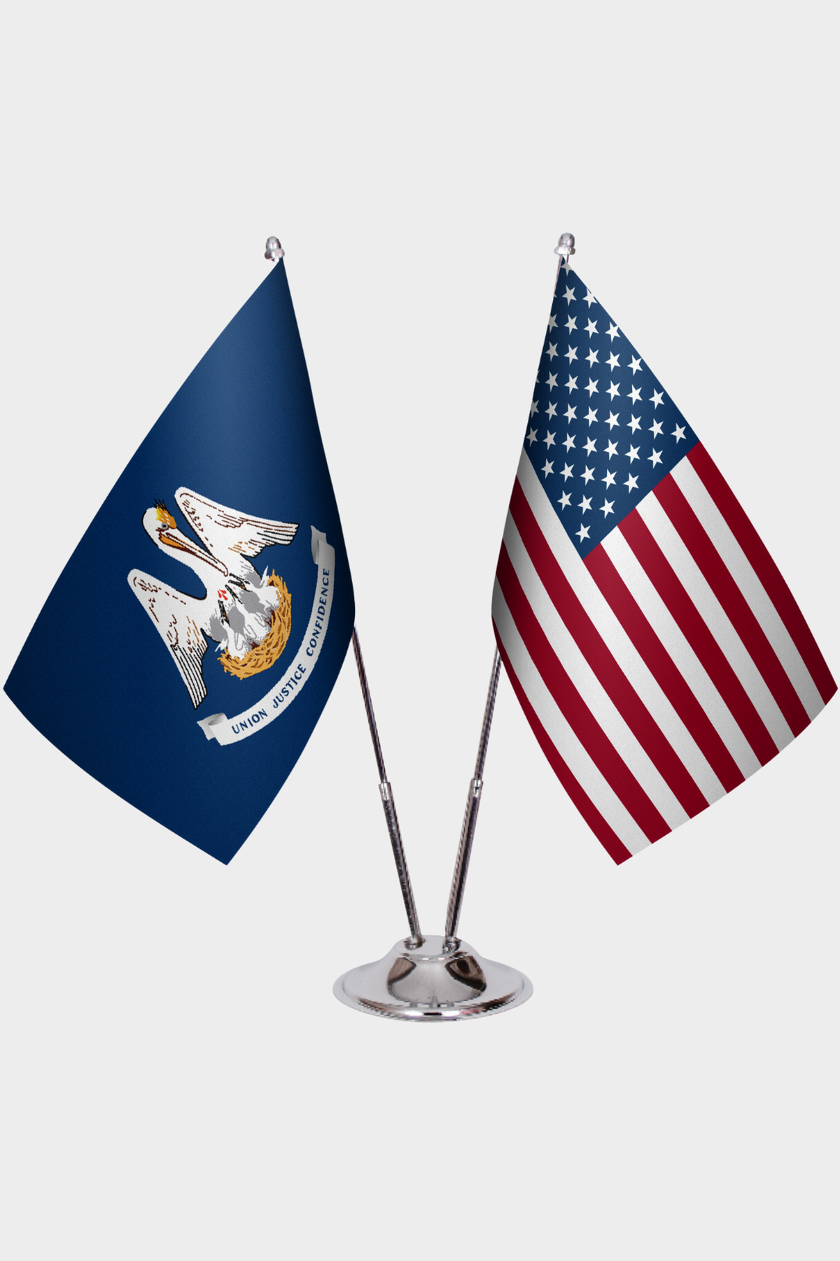 Louisiana & U.S. Desk Flag Set — Double Satin