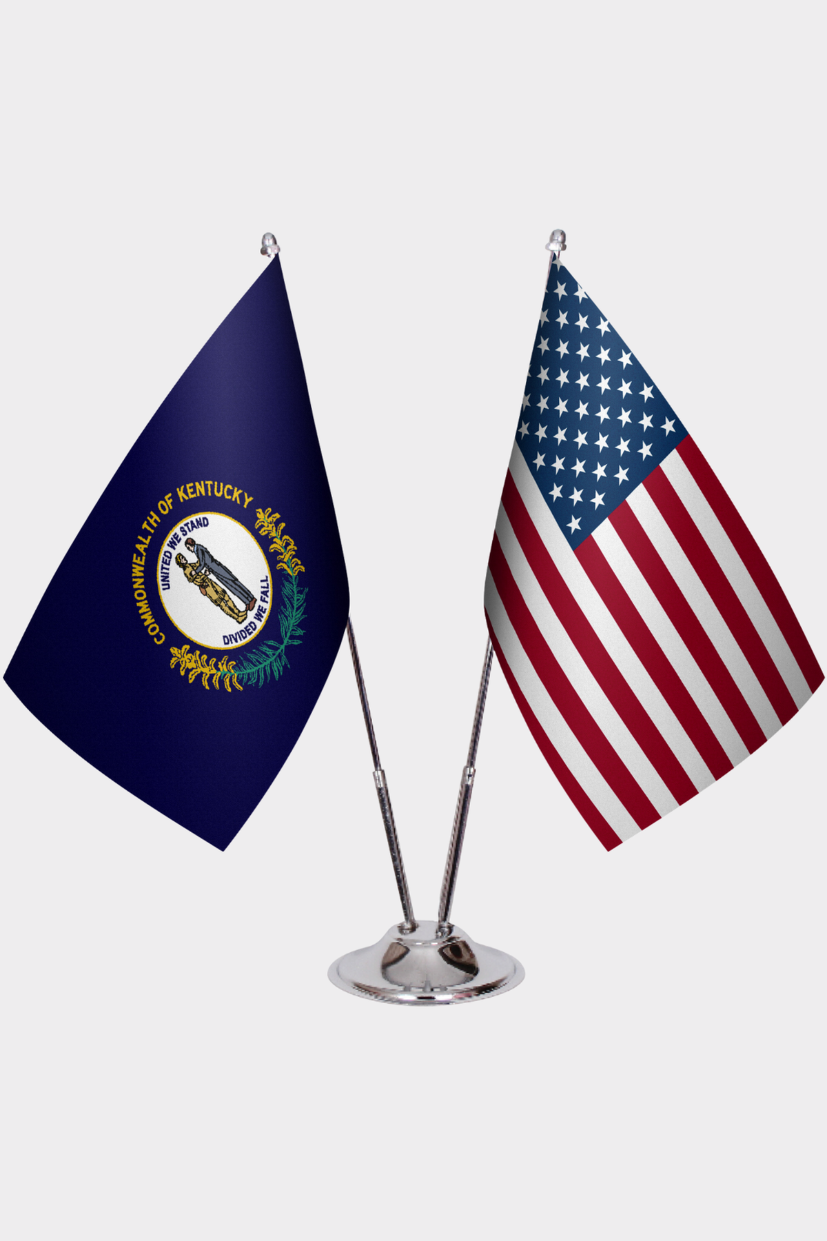 Kentucky & U.S. Desk Flag Set — Double Satin