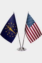 Indiana & U.S. Desk Flag Set — Double Satin