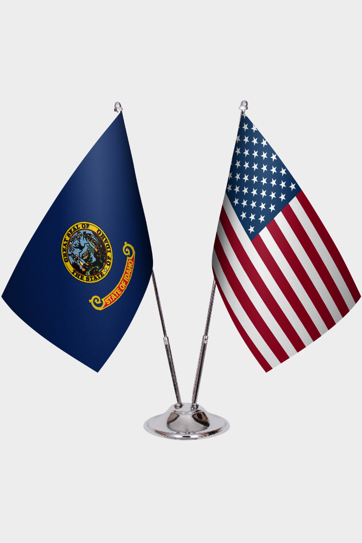 Idaho & U.S. Desk Flag Set — Double Satin