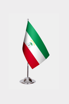 Equatorial Guinea Desk Flag - Premium Double-Layer Satin with Chrome L-Shaped Stand | Professional Quality Country Desk Flag for Government Offices and Institutions