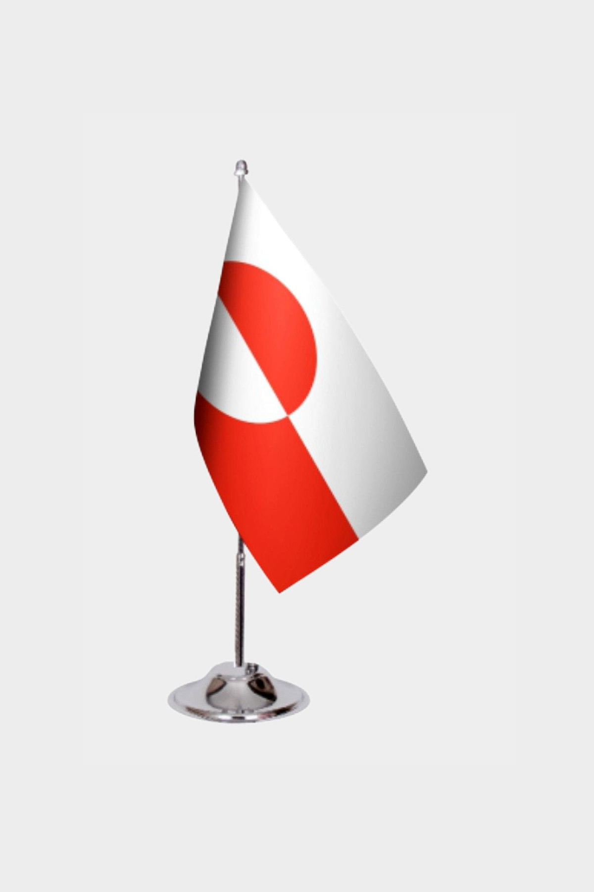 Greenland Desk Flag - Premium Double-Layer Satin with Chrome L-Shaped Stand | Professional Quality Country Desk Flag for Government Offices and Institutions