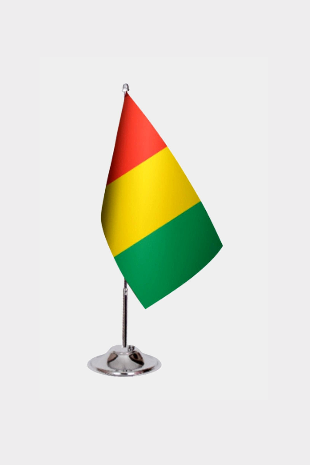 Guinea Desk Flag - Premium Double-Layer Satin with Chrome L-Shaped Stand | Professional Quality Country Desk Flag for Government Offices and Institutions