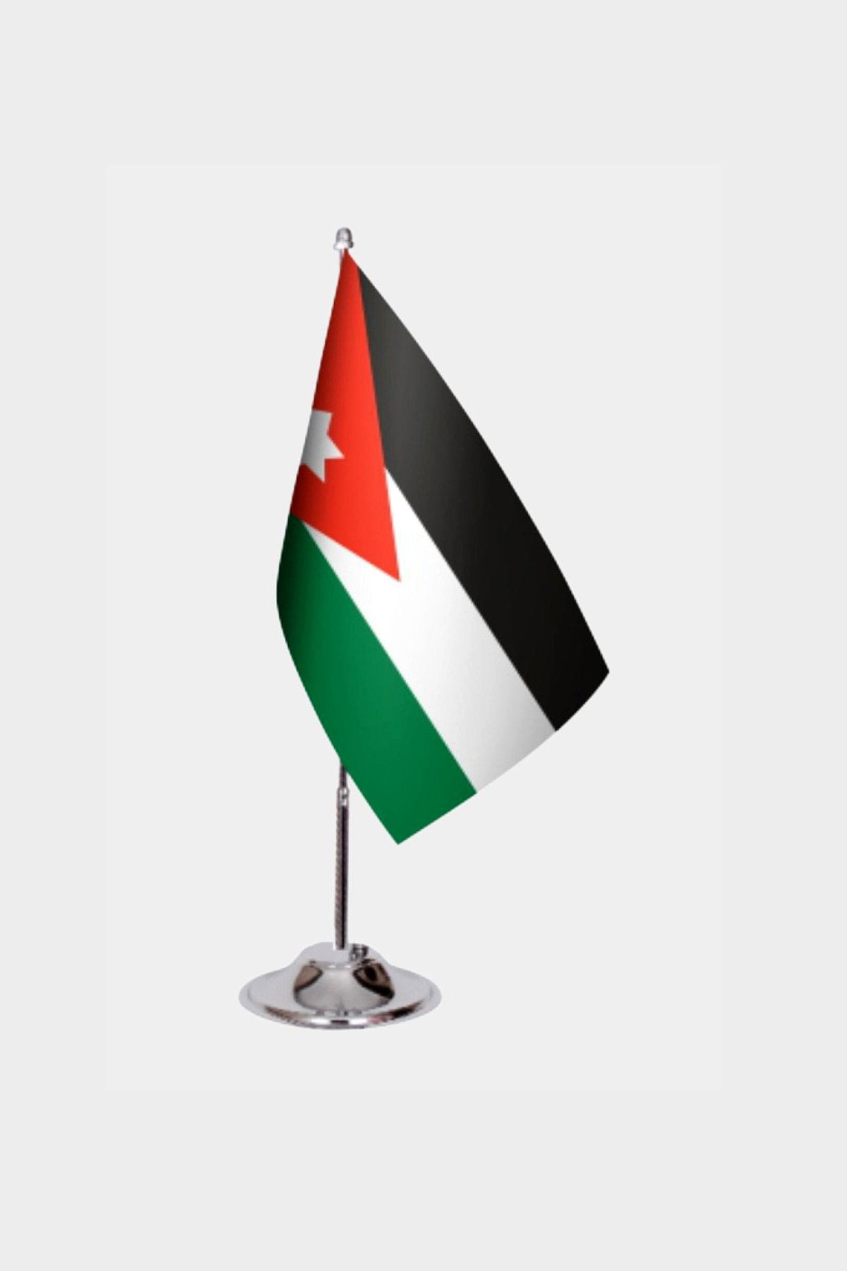 Jordan Desk Flag - Premium Double-Layer Satin with Chrome L-Shaped Stand | Professional Quality Country Desk Flag for Government Offices and Institutions