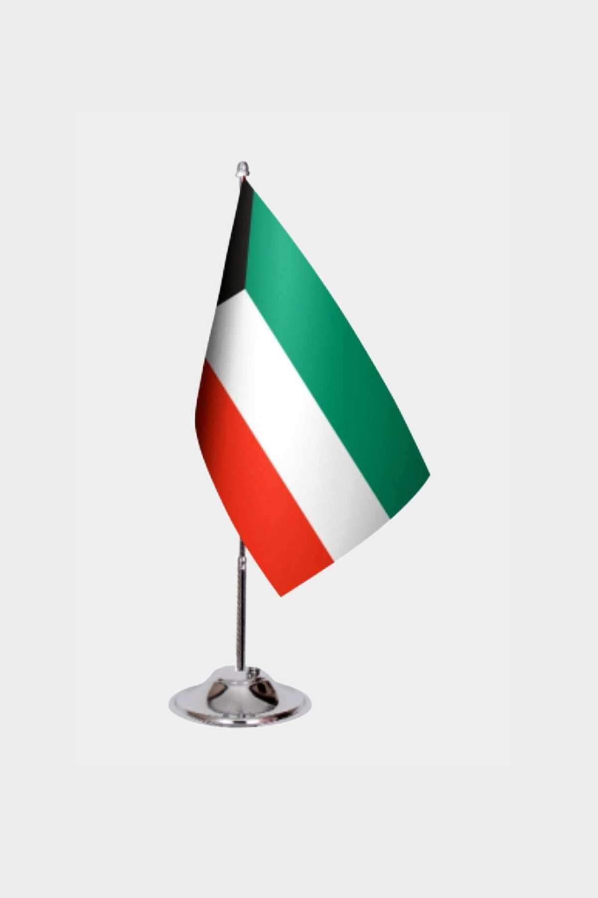 Kuwait Desk Flag - Premium Double-Layer Satin with Chrome L-Shaped Stand | Professional Quality Country Desk Flag for Government Offices and Institutions