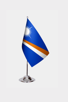 Marshall Islands Desk Flag - Premium Double-Layer Satin with Chrome L-Shaped Stand | Professional Quality Country Desk Flag for Government Offices and Institutions