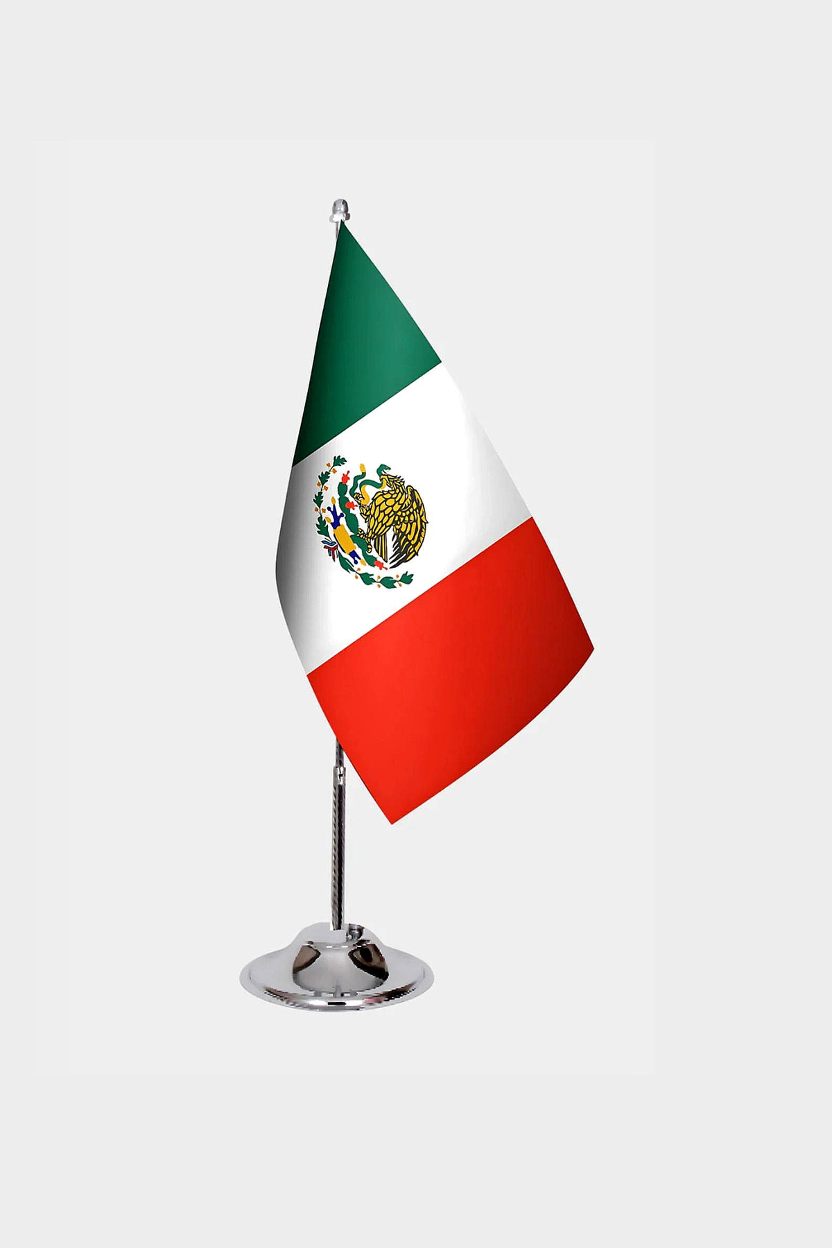 Maxican Desk Flag - Premium Double-Layer Satin with Chrome L-Shaped Stand | Professional Quality Country Desk Flag for Government Offices and Institutions