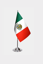 Maxican Desk Flag - Premium Double-Layer Satin with Chrome L-Shaped Stand | Professional Quality Country Desk Flag for Government Offices and Institutions