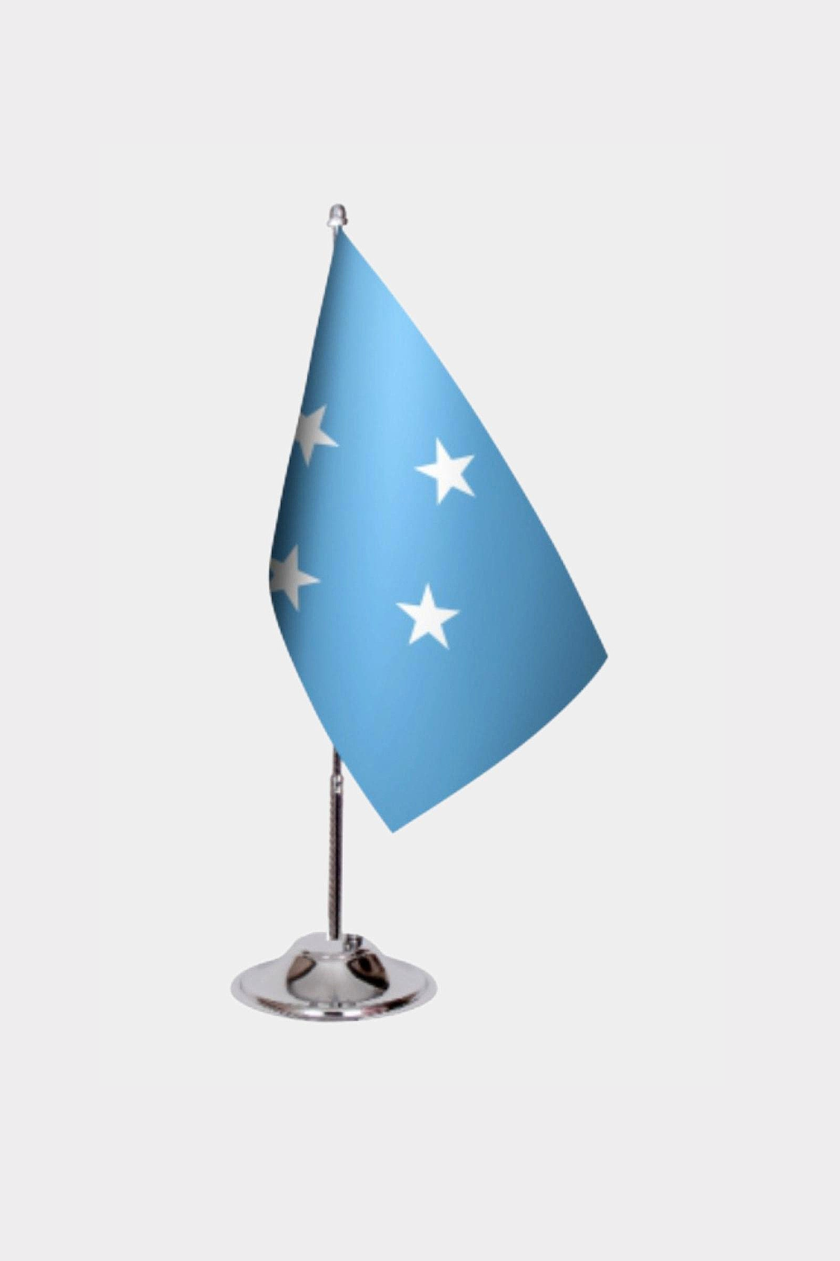 Micronesia Desk Flag - Premium Double-Layer Satin with Chrome L-Shaped Stand | Professional Quality Country Desk Flag for Government Offices and Institutions