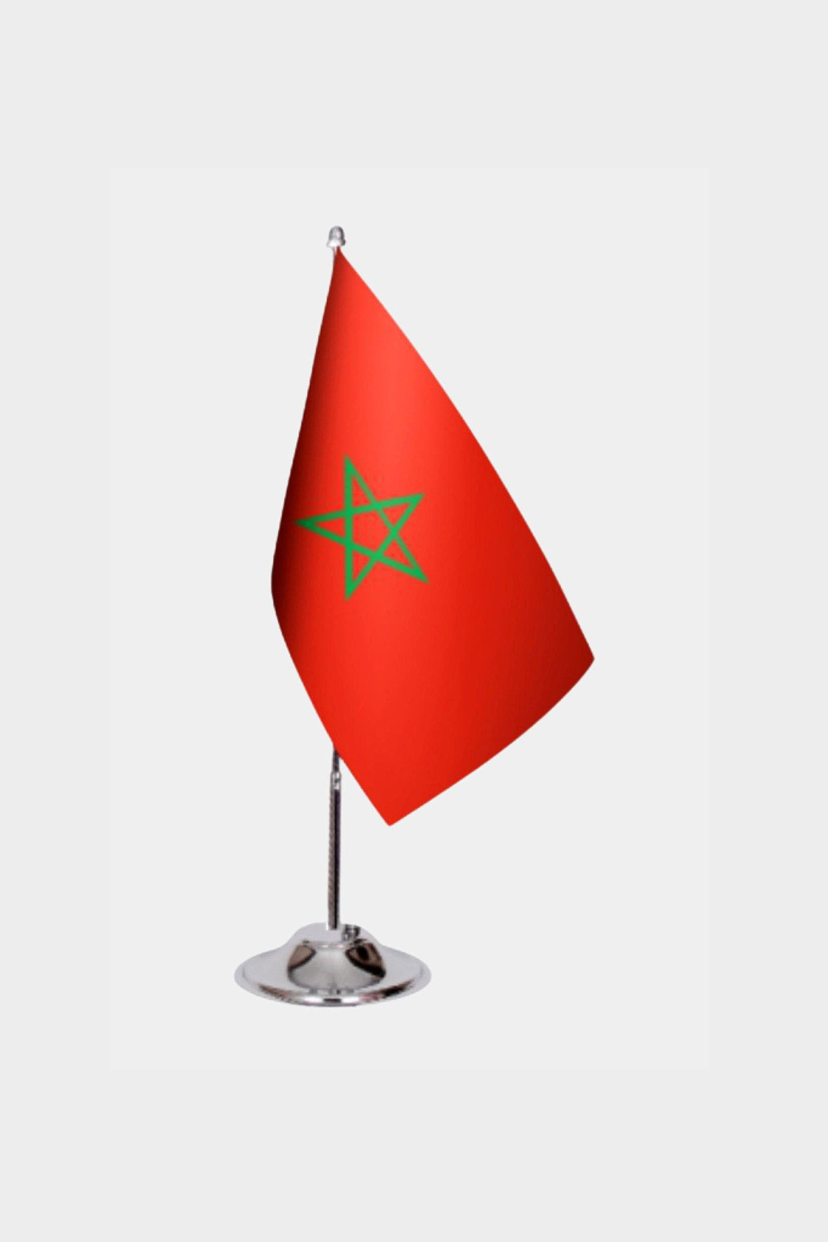 Morocco Desk Flag - Premium Double-Layer Satin with Chrome L-Shaped Stand | Professional Quality Country Desk Flag for Government Offices and Institutions