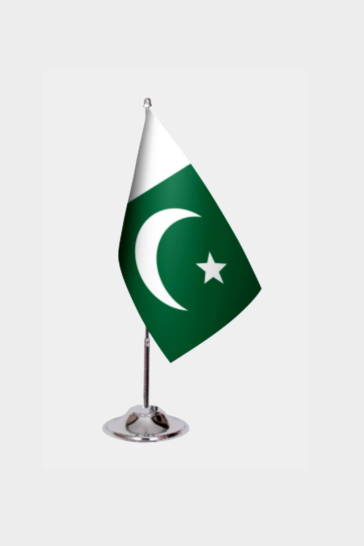Pakistan Desk Flag - Premium Double-Layer Satin with Chrome L-Shaped Stand | Professional Quality Country Desk Flag for Government Offices and Institutions