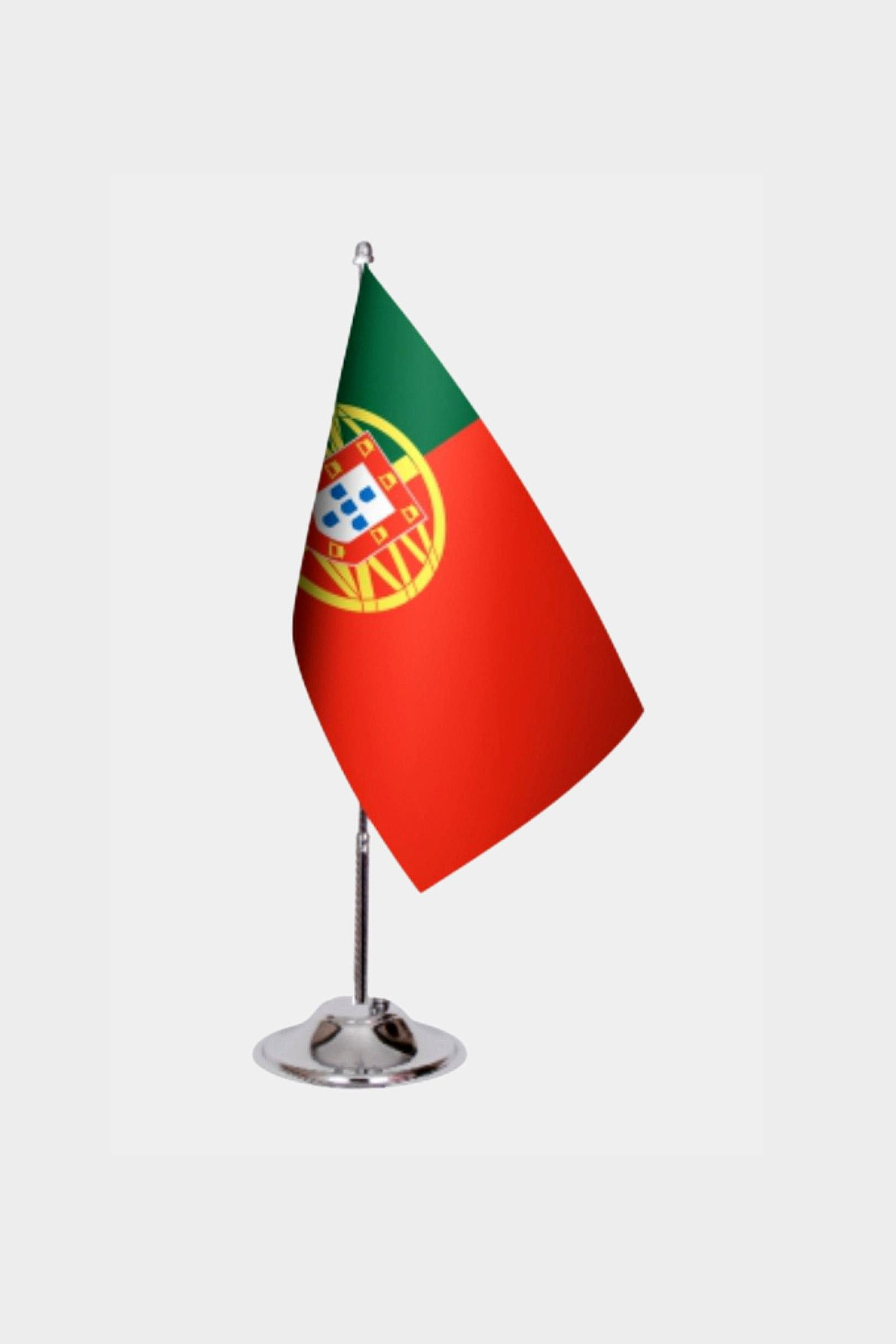 Portugal Desk Flag - Premium Double-Layer Satin with Chrome L-Shaped Stand | Professional Quality Country Desk Flag for Government Offices and Institutions