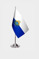 San Marino Desk Flag - Premium Double-Layer Satin with Chrome L-Shaped Stand | Professional Quality Country Desk Flag for Government Offices and Institutions