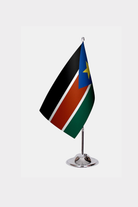 South Sudan Desk Flag - Premium Double-Layer Satin with Chrome L-Shaped Stand | Professional Quality Country Desk Flag for Government Offices and Institutions