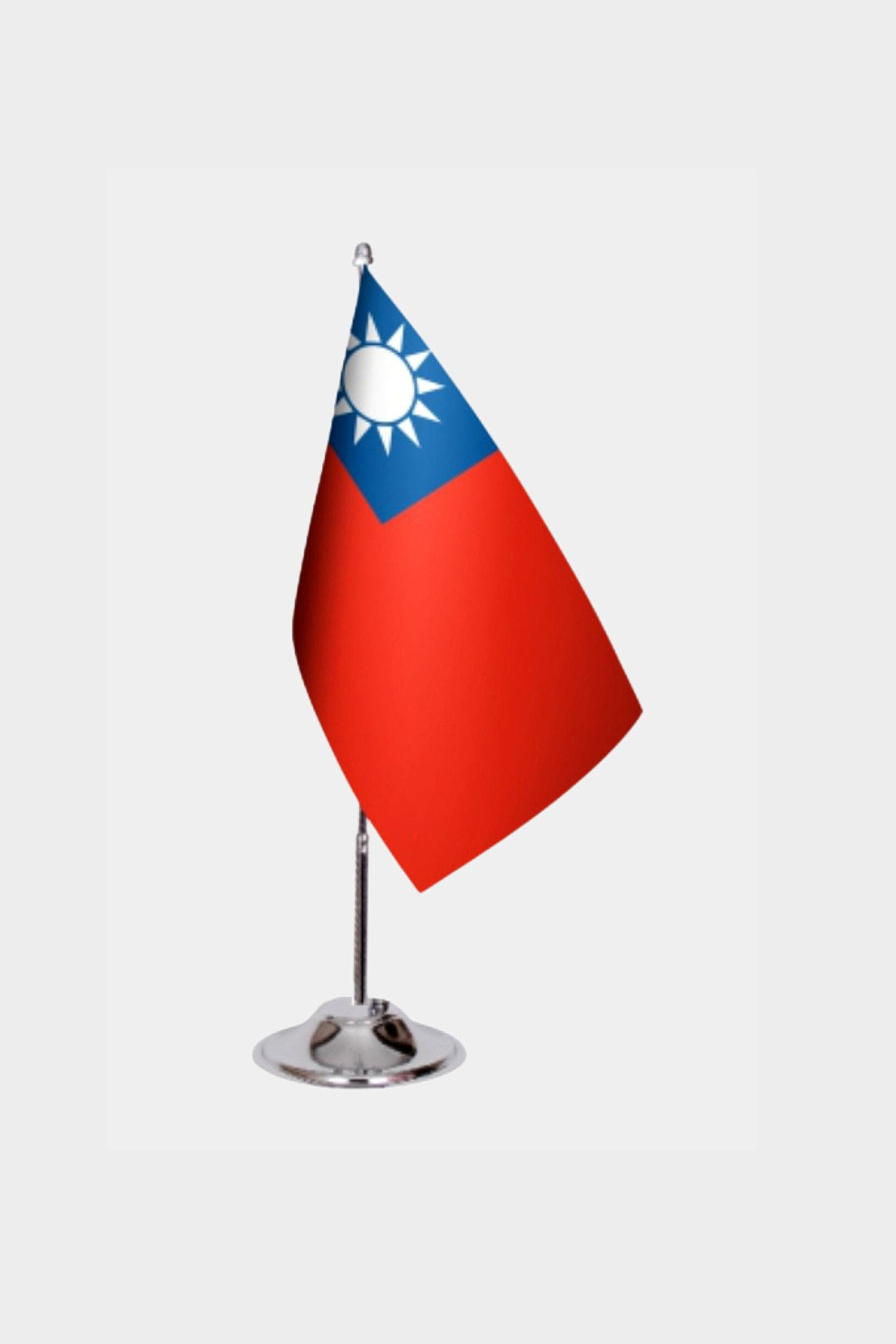Taiwan Desk Flag - Premium Double-Layer Satin with Chrome L-Shaped Stand | Professional Quality Country Desk Flag for Government Offices and Institutions
