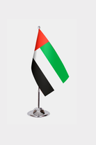 United Arab Emirates Desk Flag - Premium Double-Layer Satin with Chrome L-Shaped Stand | Professional Quality Country Desk Flag for Government Offices and Institutions