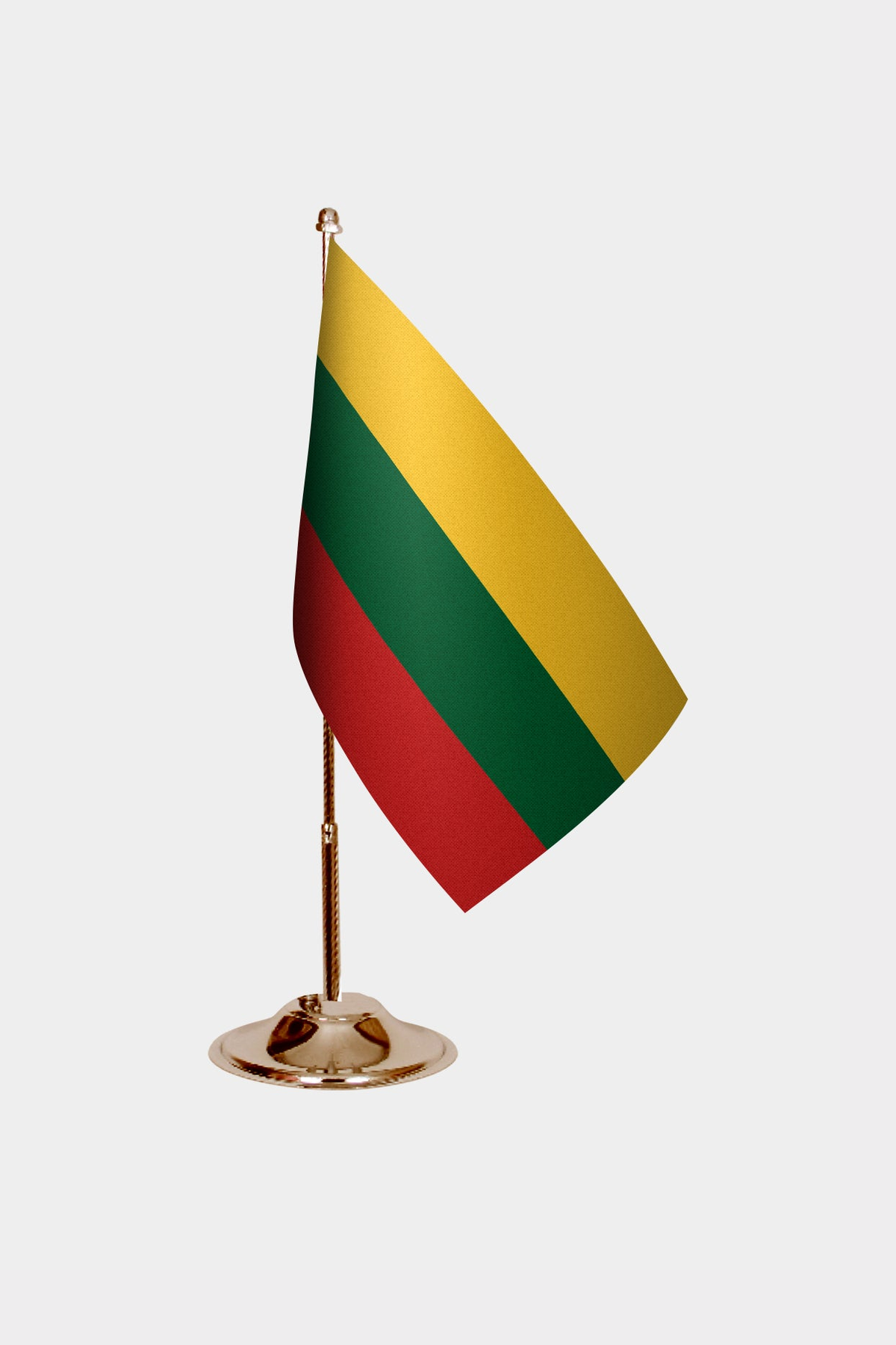 Lithuania Gold Desk Flag - Premium Metal Stand