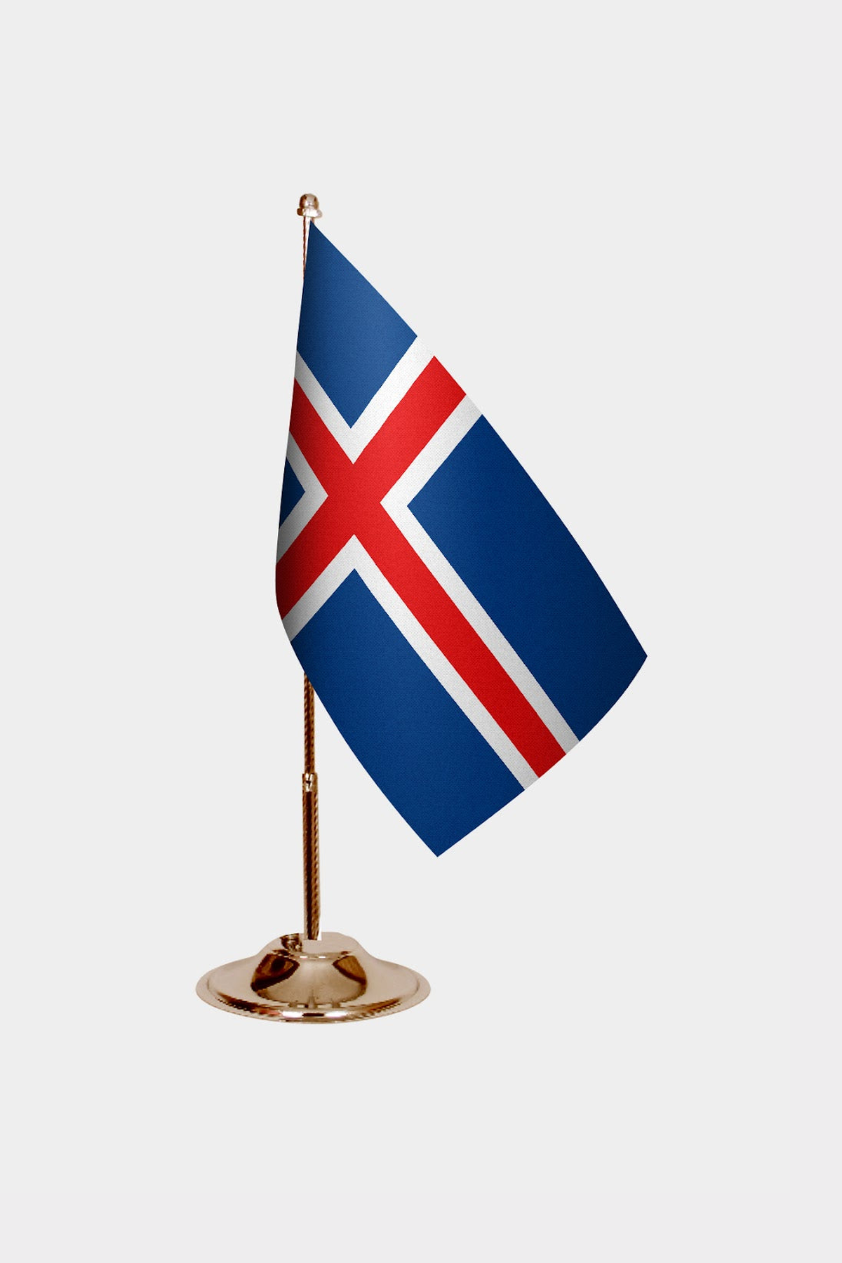 Iceland Gold Desk Flag - Premium Metal Stand