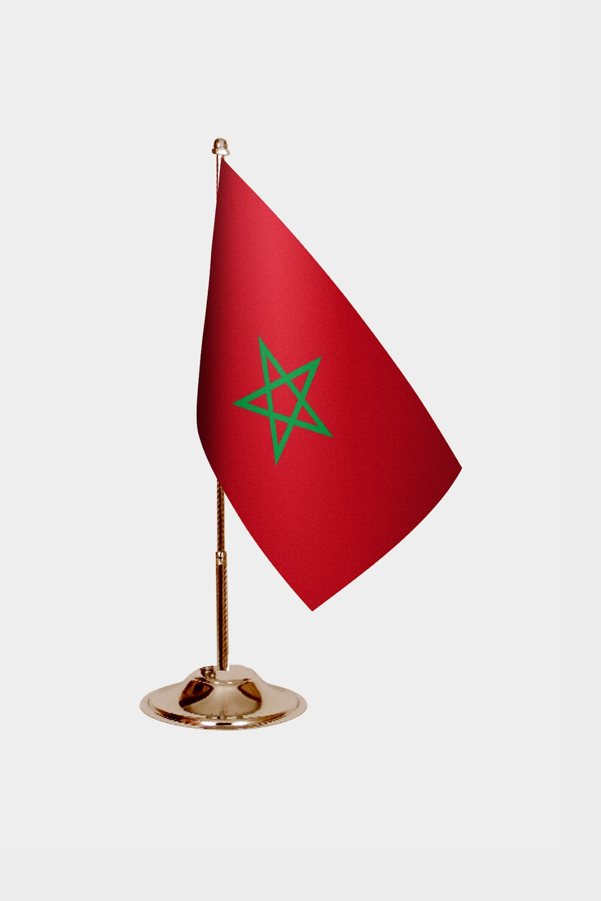 Morocco Gold Desk Flag - Premium Metal Stand