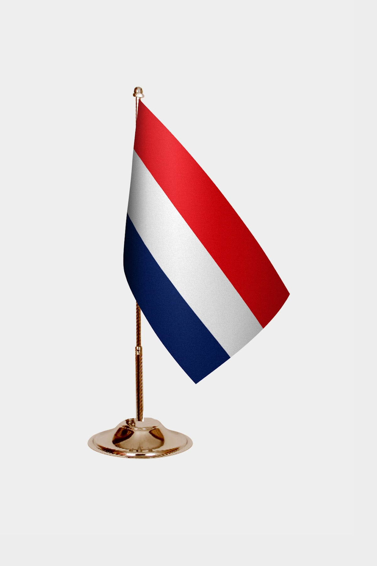 Netherlands Gold Desk Flag - Premium Metal Stand