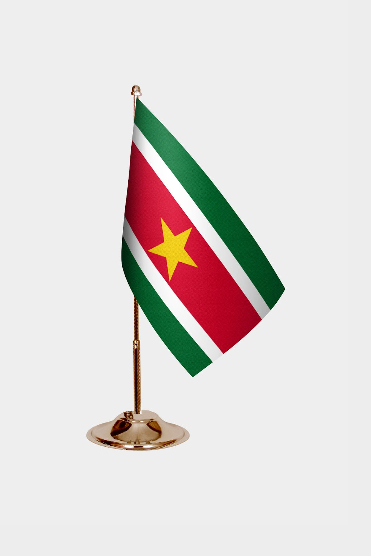 Suriname Gold Desk Flag - Premium Metal Stand