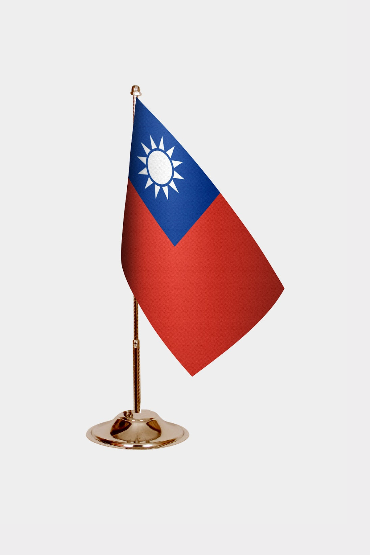 Taiwan Gold Desk Flag - Premium Metal Stand