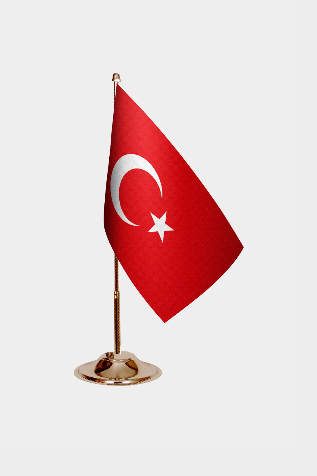 Turkey Gold Desk Flag - Premium Metal Stand