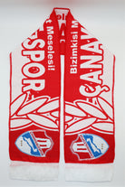 Çanakkalespor custom woven football fan scarf — Turkish club design in red and white