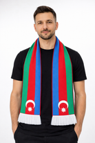 Azerbaijan Flag Tasseled Woven Scarf — 20×153 cm