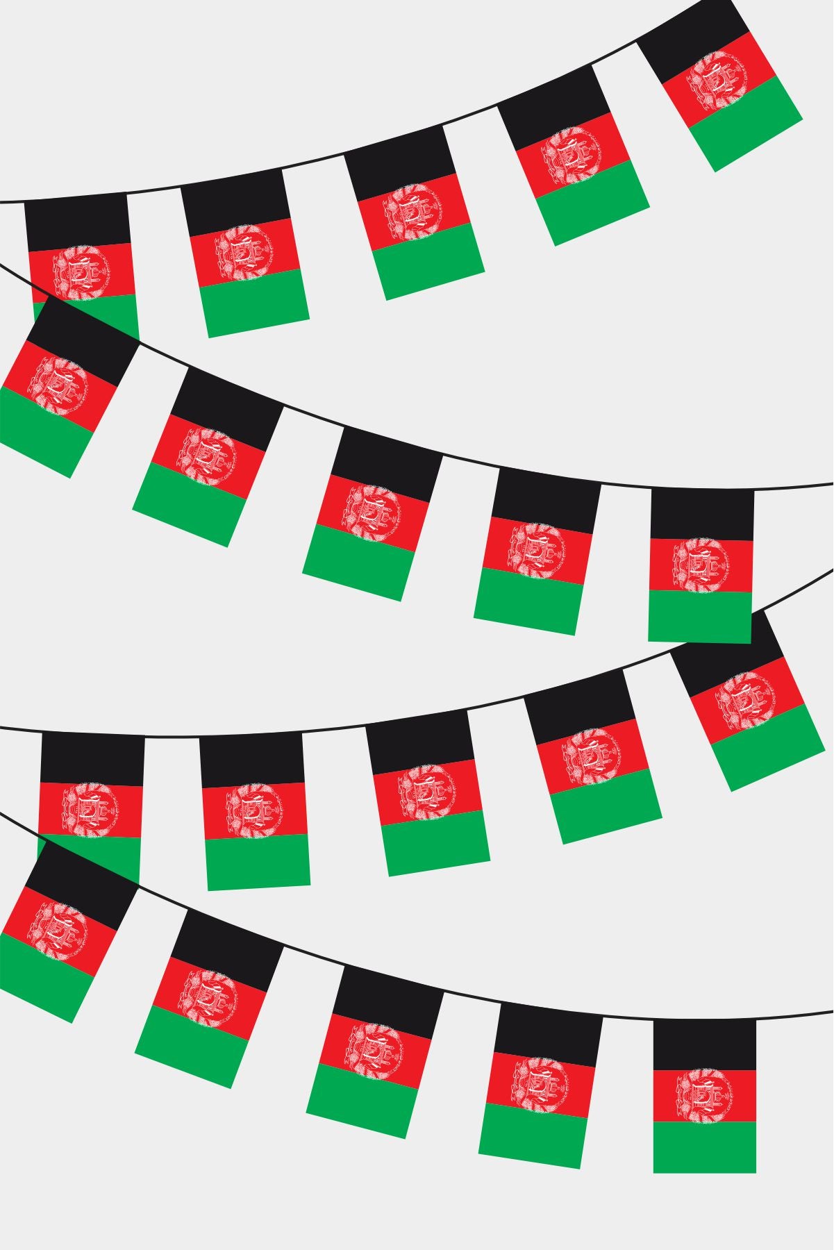 Afghanistan Rectangular Flag Bunting - 50 Meters Premium String Flags for Party Decoration | Professional Quality Raschel Fabric
