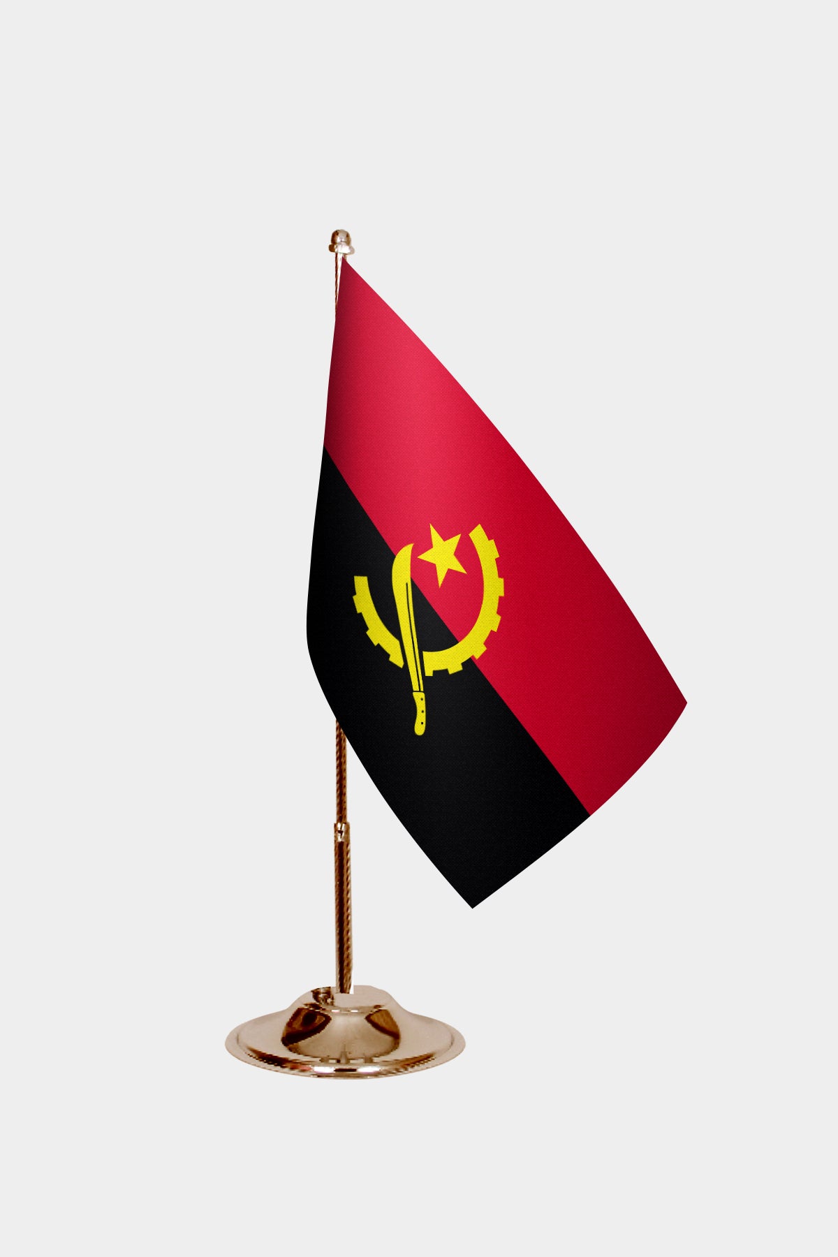 Angola Gold Desk Flag - Premium Metal Stand