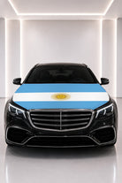 Argentina flag car hood cover fitted on a black car bonnet