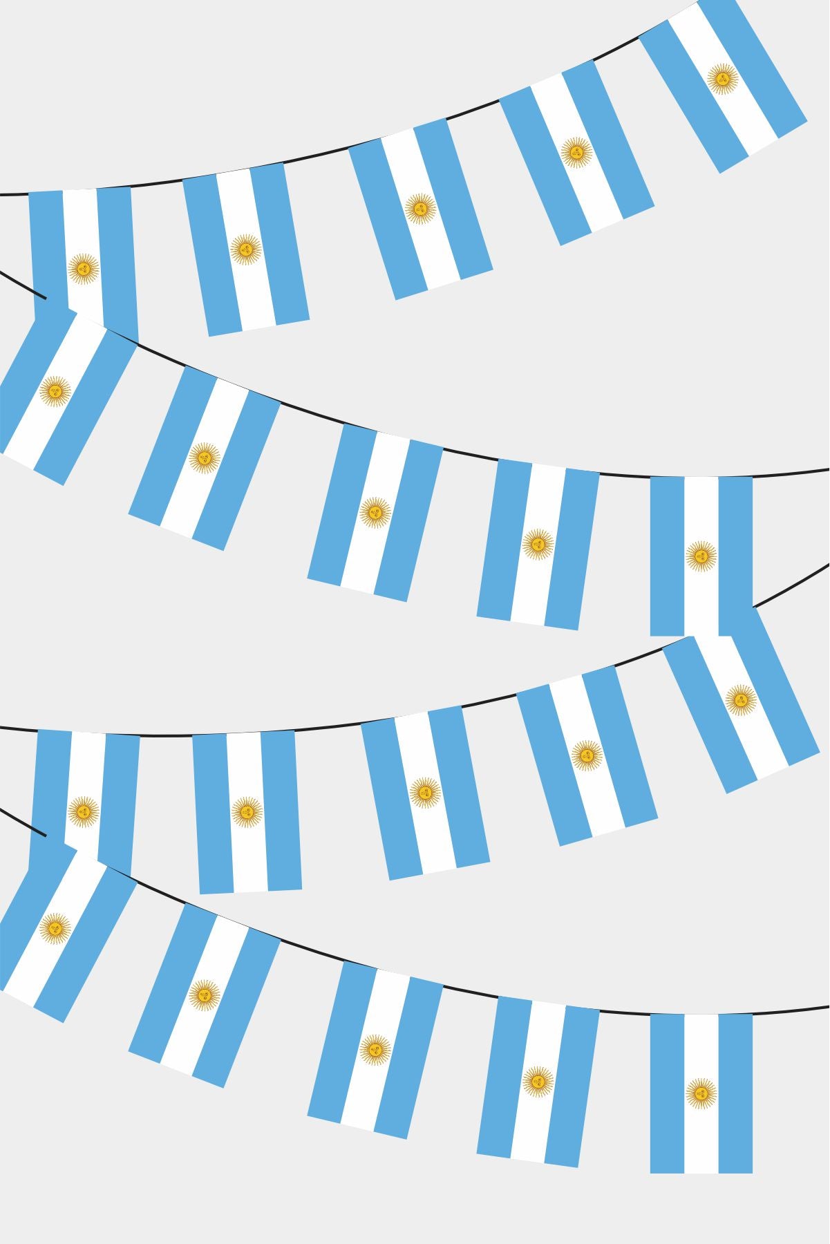 Argentina Rectangular Flag Bunting - 50 Meters Premium String Flags for Party Decoration | Professional Quality Raschel Fabric
