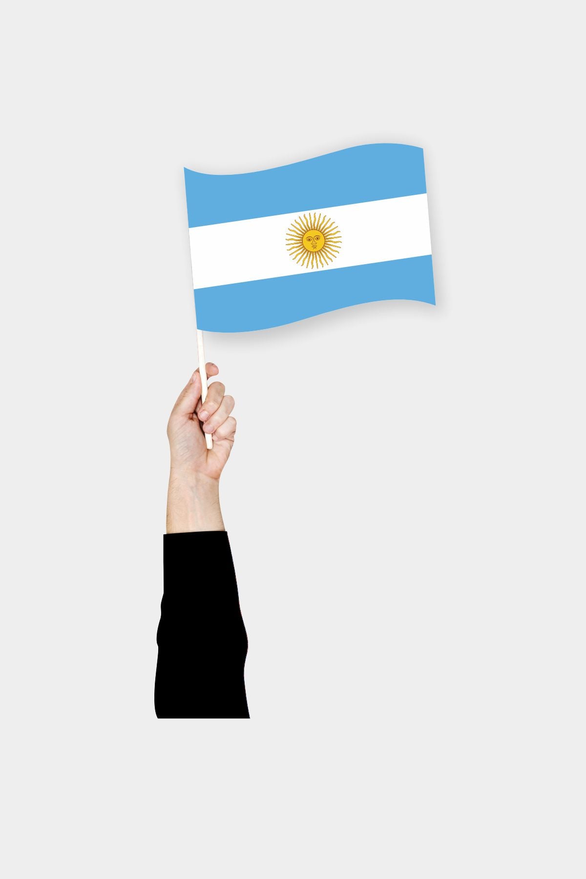 Argentina handheld flag on stick - durable polyester country flag for events and parades