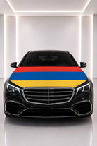 Armenia flag car hood cover fitted on a black car bonnet