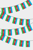 Azerbaijan Rectangular Flag Bunting - 50 Meters Premium String Flags for Party Decoration | Professional Quality Raschel Fabric