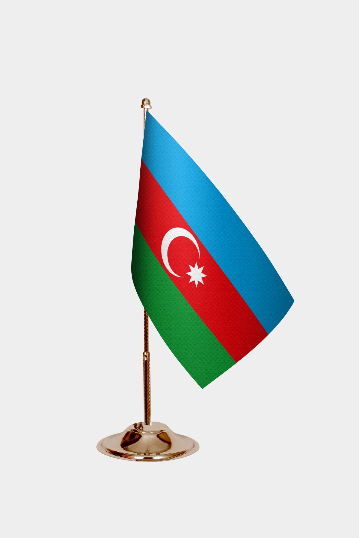 Azerbaijan Gold Desk Flag - Premium Metal Stand